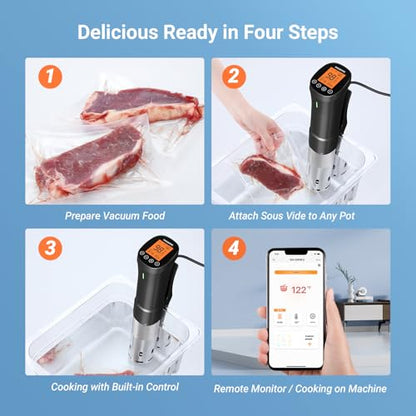 INKBIRD 2.4G WIFI Sous Vide Cooker Bundle with Vacuum Sealer Machine,1000W Sous-Vide Kits, Immersion Circulator for Sous Vide Mahine with 14 Preset Recipes on Thermal Immersion