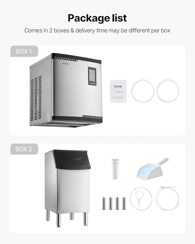 VEVOR Commercial Ice Maker Machine, 300LBS/24H Ice-Making Machine, Ice Maker with 300LBS Stainless Steel Storage Bin, Auto Self-Cleaning, and Touchscreen, for Bar Cafe Restaurant Business