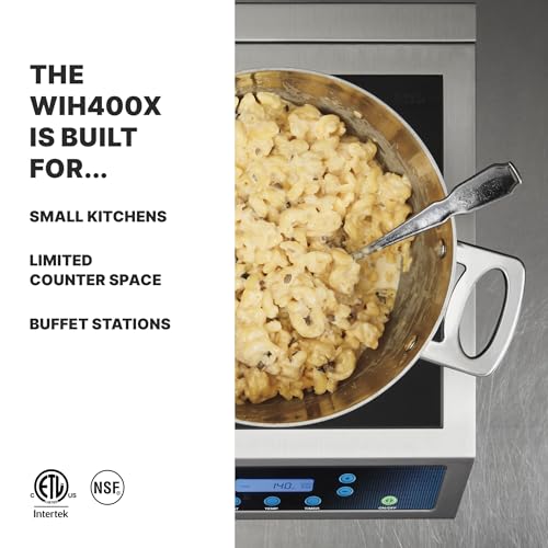 Waring Commercial Induction Burner, 11 x 11 Schott Ceramic Glass, for Professional Countertop Cooking and Catering, WIH400X