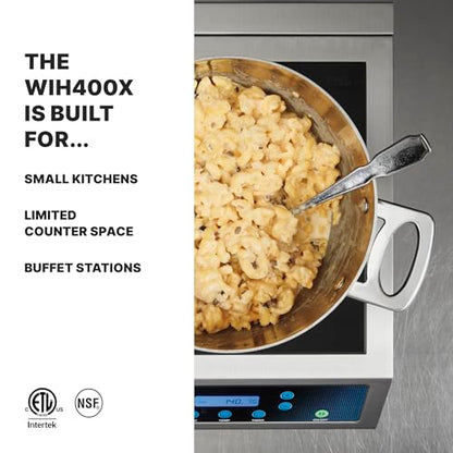Waring Commercial Induction Burner, 11 x 11 Schott Ceramic Glass, for Professional Countertop Cooking and Catering, WIH400X