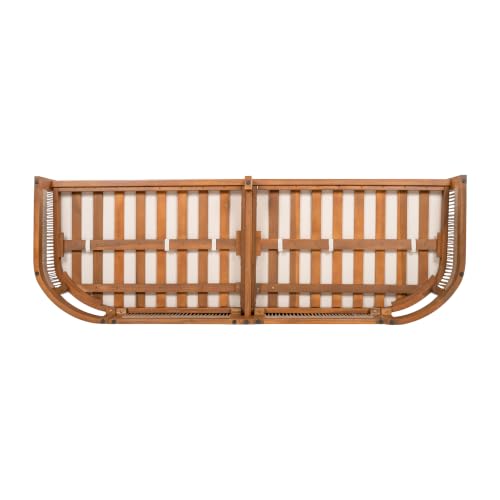 Christopher Knight Home Nylan 7-Seater Patio Furniture Set with Removable Cushion, 5 Piece Outdoor Acacia Wood Conversation Set, Solid Wood Outdoor Sectional Sofa Set with Coffee Table, Teak+Beige