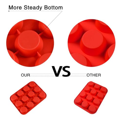 CAKETIME 12 Cups Silicone Muffin Pans for Baking - Regular Size Cupcake Pan Muffin Tin for Baking Nonstick Food Grade Silicone Molds