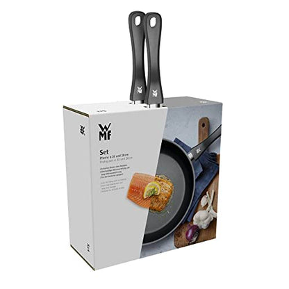 WMF Devil 2-Piece Frying Pan Set 28 cm + 20 cm Induction Frying Pan Cromargan Stainless Steel Coated Plastic Handle