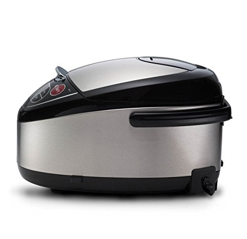 TIGER JAX-T10U-K 5.5-Cup (Uncooked) Micom Rice Cooker and Warmer with Tacook Food Steamer Cooking Tray Technology and 10 Auto-Cook Settings, Stainless Steel Black