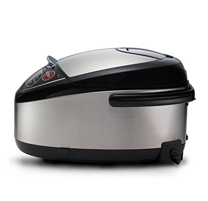TIGER JAX-T10U-K 5.5-Cup (Uncooked) Micom Rice Cooker and Warmer with Tacook Food Steamer Cooking Tray Technology and 10 Auto-Cook Settings, Stainless Steel Black