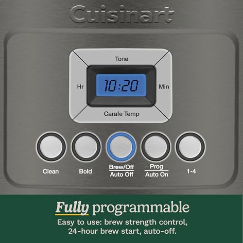 Cuisinart 14-Cup Coffee Maker, Programmable PerfecTemp Glass Carafe Coffee Machine with 1-4 Cup Setting, Brew Strength Control and Pause, Stainless Steel, DCC-3200BKSNAS, Black