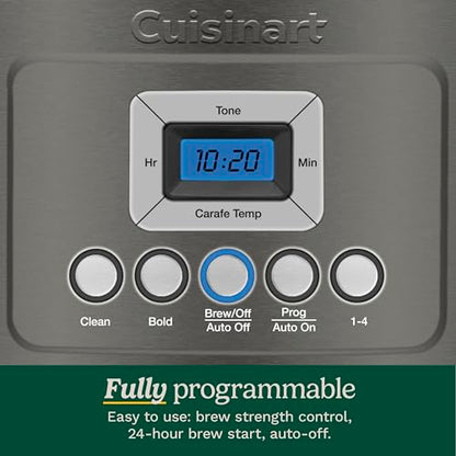 Cuisinart 14-Cup Coffee Maker, Programmable PerfecTemp Glass Carafe Coffee Machine with 1-4 Cup Setting, Brew Strength Control and Pause, Stainless Steel, DCC-3200BKSNAS, Black
