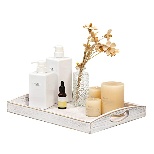 Country Rustic Wood Nesting Dinning Breakfast Serving Trays with Wood Handles, Set of 3,Can Put Food, Fruit, Plates