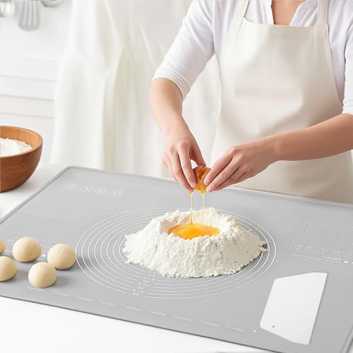 Kifmurase Non-slip Silicone Pastry Mat, 32" x 24" Baking Mat, Extra Large Dough Rolling Mats with Measurements and Edge Heightening, Non-stick Food Grade Mats for Pastry, Bread, Cookies, Pizza