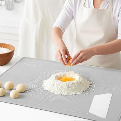 Kifmurase Non-slip Silicone Pastry Mat, 32" x 24" Baking Mat, Extra Large Dough Rolling Mats with Measurements and Edge Heightening, Non-stick Food Grade Mats for Pastry, Bread, Cookies, Pizza