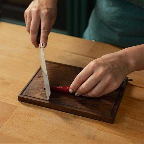Walnut Wood Cutting Boards Set – Non Toxic, Solid Wood Cutting Board with Juice Groove - Wooden Charcuterie Boards for Serving Food - Wooden Chopping Board Set – Premium Dark Hardwood – Wedding Gifts