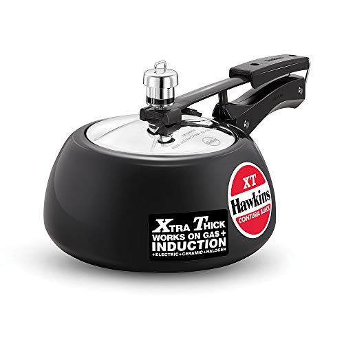 Hawkins Contura Black XT Pressure Cooker, Hard Anodised Inner Lid Cooker, Small Induction Cooker, Handi Cooker, Black CXT20 2 Litre