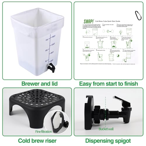 Snap! Cold Brew Cube - 5 gallon Commercial Cold Brew System,Cold Brew Coffee Set，Cold Brew Coffee Maker-Whtie