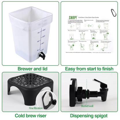 Snap! Cold Brew Cube - 5 gallon Commercial Cold Brew System,Cold Brew Coffee Set，Cold Brew Coffee Maker-Whtie