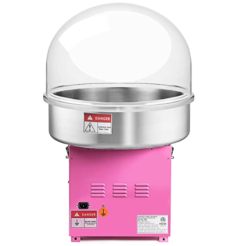Olde Midway Cotton Candy Machine with Bubble Shield, SPIN-2000 Electric Candy Floss Maker, Commercial-Grade