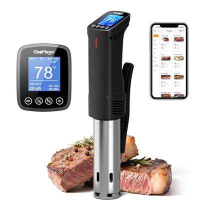 2.4g Wifi Sous Vide Cooker CharMeter Sous Vide Machine CSV-100-W, 1000 Wattts Sous-Vide Cooker Immersion Circulator App Control with 14 Preset Recipes, Calibration Function,Fast-Heating with Timer
