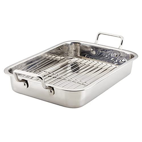 Farberware Classic Series Stainless Steel Roasting Pan with Rack, 17-Inch x 12.25-Inch Turkey Pan