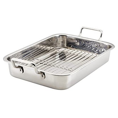Farberware Classic Series Stainless Steel Roasting Pan with Rack, 17-Inch x 12.25-Inch Turkey Pan