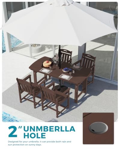 Ciokea HDPE Outdoor Dining Set of 4, Patio Table and Chairs Sets, Brown