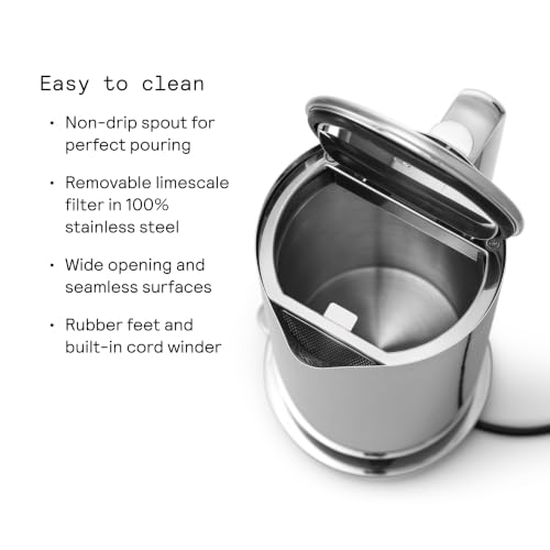 Aarke Kettle - Electric Stainless Steel Tea Kettle 1.2L (40oz), Steel