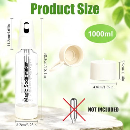 Soda Siphon 1L, Portable Sparkling Water Maker, Carbonated Soda Maker