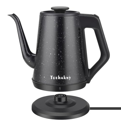 Gooseneck Electric Kettle, 1L Pour Over Coffee Kettle, 1000W Fast Boil Stainless Steel Water Boiler, for Tea Coffee, Office Dorm Kitchen, Auto Shut-Off, Black Star Design, BPA-Free