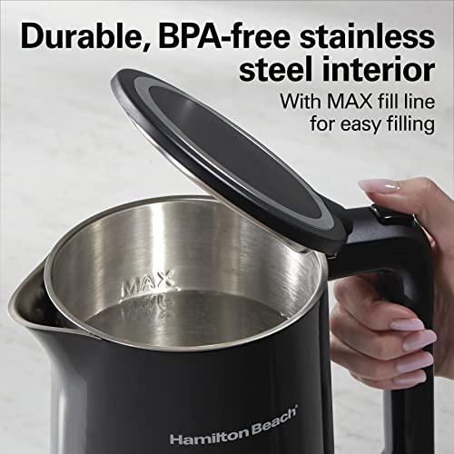 Hamilton Beach Digital Temperature Control Electric Tea Kettle, Hot Water Boiler & Heater 1.7L, 5 Preset Modes + Keep Warm, Fast Boil 1500 Watts, BPA Free, Cool-Touch Exterior, Black (41033)