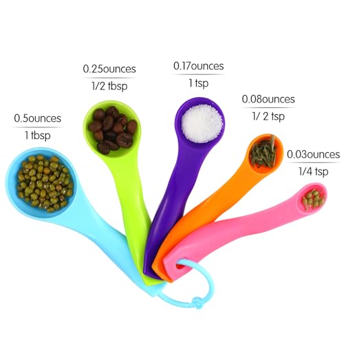 Frienda 20 Pieces Colorful Plastic Measuring Cup Spoons for Kitchen Cooking Baking Dry and Liquid Ingredients