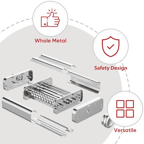 GVODE 3 in 1 Pasta Attachment for KitchenAid Stand Mixer, All Metal Pasta Maker KitchenAid Attachment, Pasta Sheet Roller, Spaghetti Cutter, Fettuccine Cutter Maker Accessories and Cleaning Brush