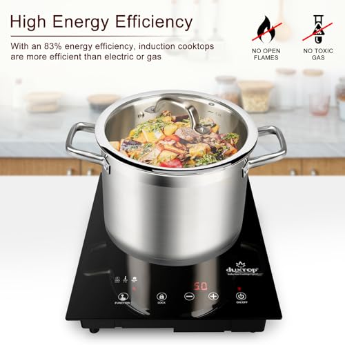 Duxtop Built-in Induction Cooktop, Portable Countertop Burner, Sensor Touch Induction Burner, 170-Minute Timer, Safety Lock, 1800W BT-200T1/8600BI