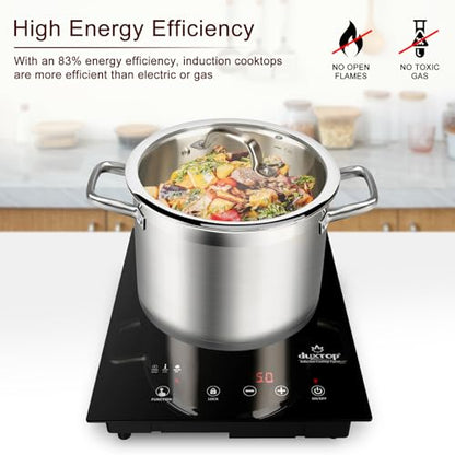 Duxtop Built-in Induction Cooktop, Portable Countertop Burner, Sensor Touch Induction Burner, 170-Minute Timer, Safety Lock, 1800W BT-200T1/8600BI