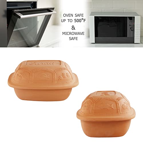 Eurita Clay Roaster, 4 Quart, 3.78 Litres, Non-Stick Earthenware, Toxin-Free, Healthy Clay Pot Cooking, Versatile Cooking Dutch Oven, Digital Recipe and Instructions Included