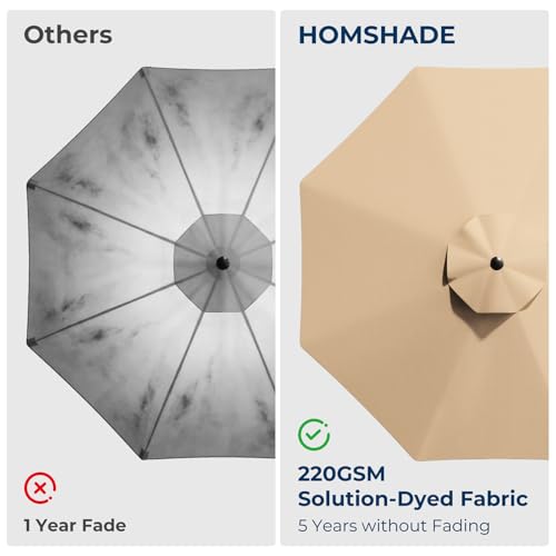 HOMSHADE 10ft Offset Patio Umbrella with Base Included, Cantilever Offset Hanging Patio Outdoor Market Umbrella UPF50+ UV Protection with Easy Tilt and Crank for Pool Deck and Garden(Beige)