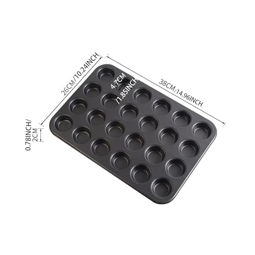 Aybloom Nonstick 24 Cups Mini Muffin Pan with Extended Handles for Easy Grip, Carbon Steel Steel to Promoted Even Baking, Dishwasher Safe (Black)