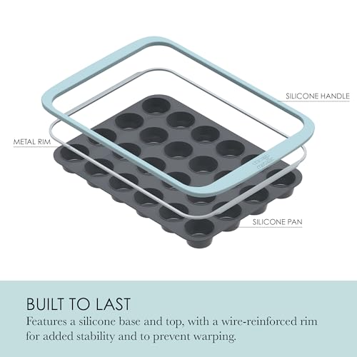 Chicago Metallic 24-Cup Silicone Muffin Pan, Nonstick Bakeware with Wire-Reinforced Rim, BPA-Free Food-Grade Silicone, Oven Safe to 428°F, Dishwasher Safe, Easy Cupcake Release