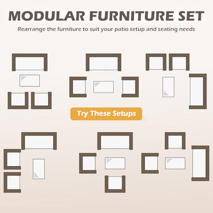 FDW 4-Piece Patio Furniture Set | Red | Outdoor Wicker Furniture