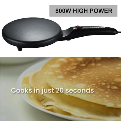 Electric Crepe Maker, 8" Crepe Pan Nonstick with Batter Spreader & Dipping Tray, 800W Quick Heat-Up & Auto Temperature Control for Perfect Pancakes, PFOA & BPA Free, Easy Clean Portable Griddle