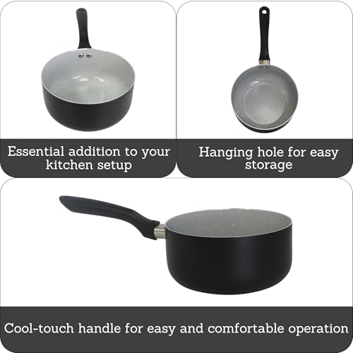 IMUSA 2.0 Qt PFAS Free Ceramic Nonstick Saucepan, Small Pot for Sauces, Gravies, Soups, Stews, Boiling & Heating, Aluminum Cookware with Cool-Touch Handle