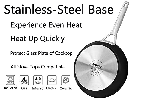 MsMk Small Frying pan, 8-inch Nonstick Durable Egg Omelet Skillet with Stay-Cool Handle, Limestone Non Stick Coating From GRE, 4mm Stainless Steel Base Induction, Oven Safe, Dishwasher Safe