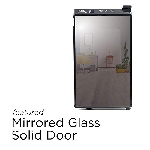 BLACK+DECKER Wine Cooler 8 Bottle,Wine Fridge Thermoelectric with Mirrored Front,Freestanding Wine Cooler Refrigerator &LED Display,BD60326