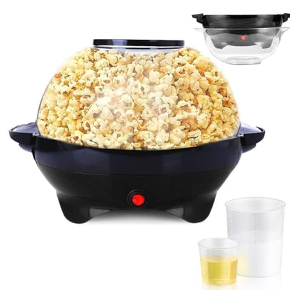 TLGREEN 6 Quart Popcorn Machine, Stir Crazy Popcorn Popper Machine (Black)