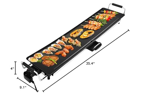 AEWHALE Electric Nonstick Extra Larger Griddle Grill-35" Teppanyaki Grill BBQ with Adjustable Temperature &Insulated Handles for Indoor/Outdoor