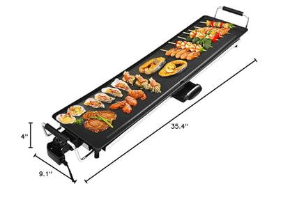 AEWHALE Electric Nonstick Extra Larger Griddle Grill-35" Teppanyaki Grill BBQ with Adjustable Temperature &Insulated Handles for Indoor/Outdoor