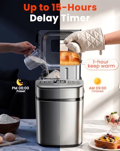 OSIPOTO 2LB Bread Maker, 19 in 1 Automatic Stainless Steel Bread Machine