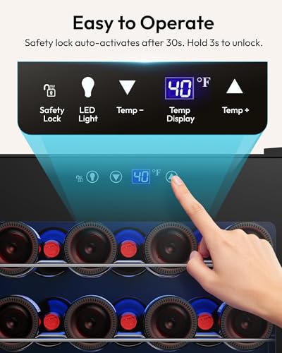 EUHOMY 45 Bottle Wine Cooler Refrigerator, Wine Fridge with Glass Door for Red, White and Champagne, Mini Fridge with Adjust Temperature for Home Kitchen Bar 4.5 Cu.ft, Black