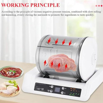 RKUVPAE Commercial Vacuum Tumbler Marinating Machine for Meat&Vegetable,7l Large Capacity Pickling Barrel & 0-10h Timer Setting,for Beef Pork Mutton Chicken