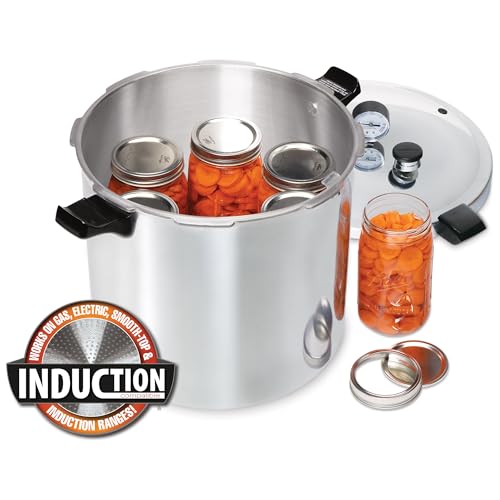Presto 01784 23-Quart Induction Compatible Pressure Canner, Silver, Aluminum