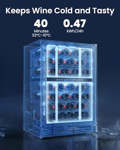 ICEVIVAL 24 Inch Wine Cooler Refrigerator, 54 Bottle Wine Fridge, 40-65°F Dual Zone UV-Resistant Glass Door, Quiet Compressor Cooling, Built-in or Freestanding Fridge for Home/Bar/Kitchen, Black