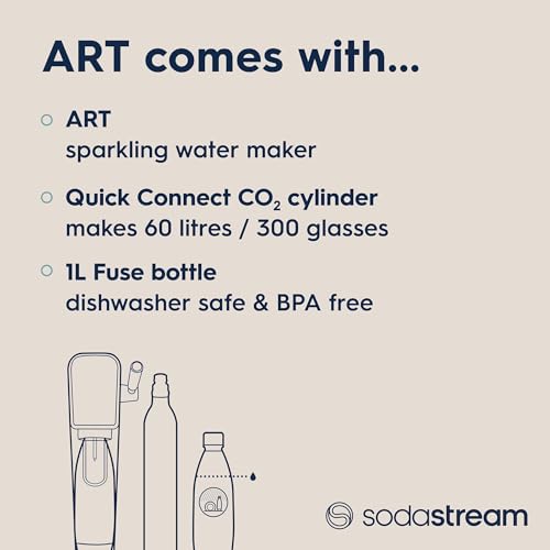 SodaStream Art Sparkling Water Maker (Black) with CO2 and Dishwasher Safe Bottle