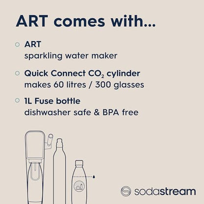 SodaStream Art Sparkling Water Maker (Black) with CO2 and Dishwasher Safe Bottle